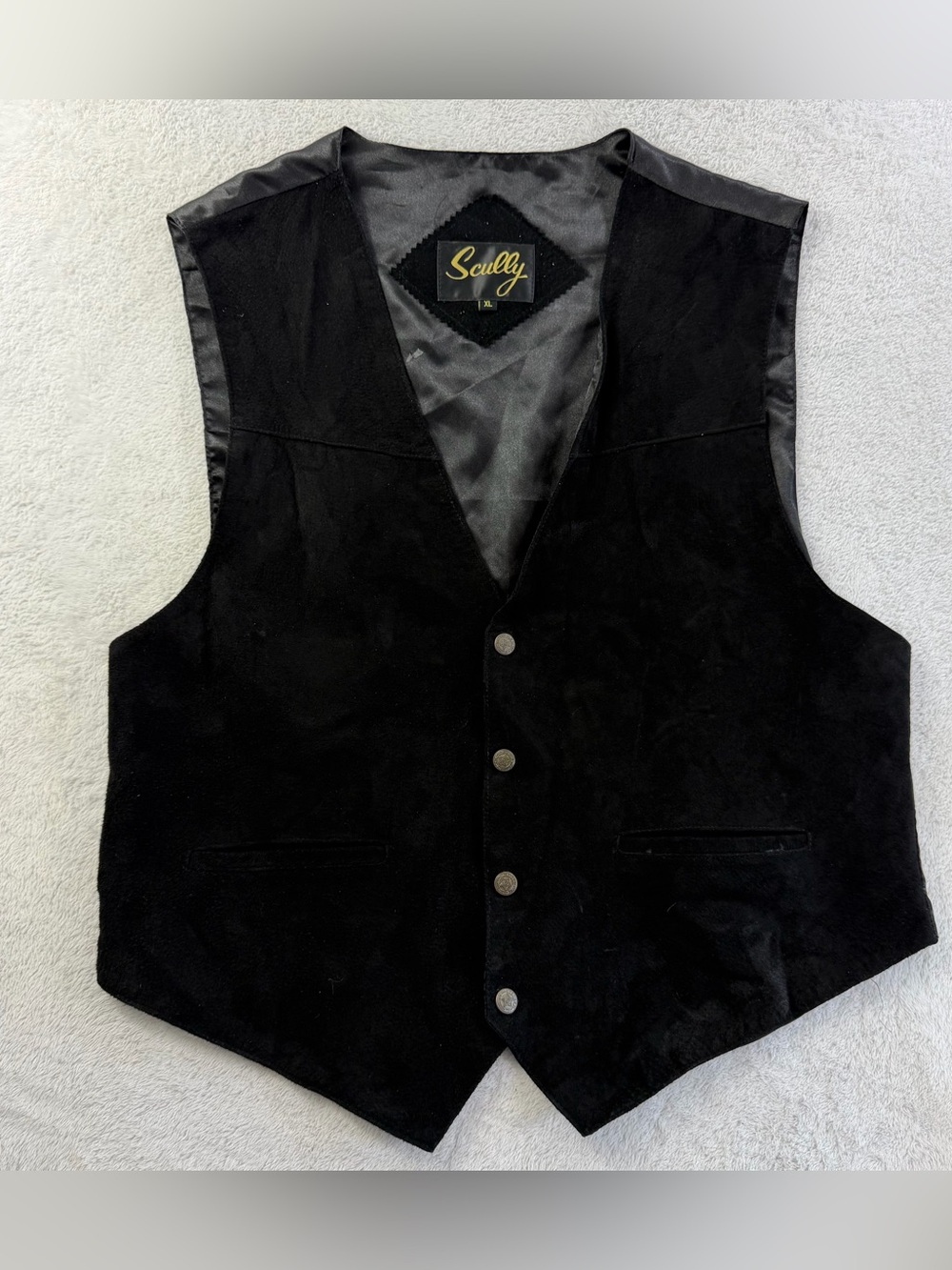 Scully Men’s XL Black Suede Leather Western Cowboy Vest